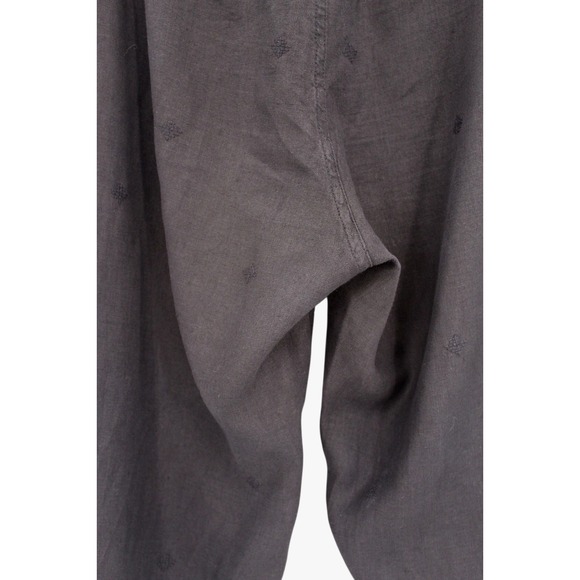 Johnny Was JW Los Angeles Linen Pants‎ Small Embroidered Cropped Black Boho - Picture 6 of 16